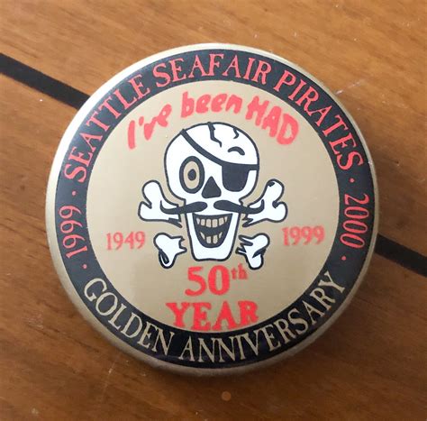 Genuine Seattle Seafair Pirates 50th Anniversary Button Pin Etsy