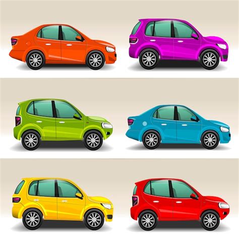 Ilustración de dibujos animados coloridos coches Vector Premium