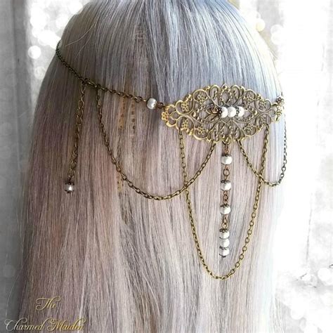 White Pearl Medieval Headpiece Bridal Headpiece Wedding Headdress