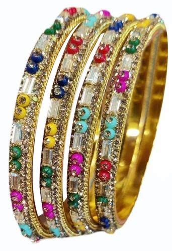 Multicolor Party Wear Ladies Stone Brass Bangles Size M At Rs 380box In Ghaziabad