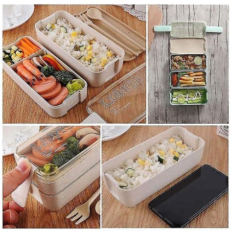 japanese lunch box bento box    compartment wheat straw eco