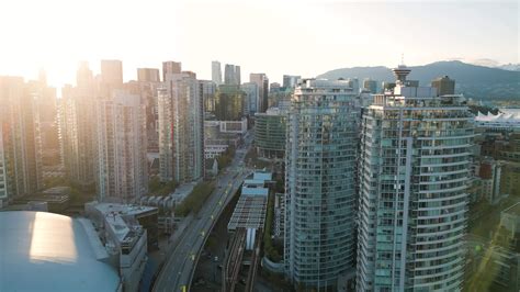 Aerial view of the skyscrapers in Downtown of Vancouver, Canada 25281618 Stock Video at Vecteezy