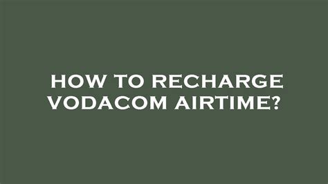 How To Recharge Vodacom Airtime YouTube