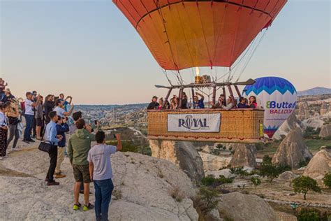 GOREME TURKEY JULY 21 2019 People In A Gondola Of Hot Air Balloon