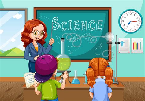 Teacher explaining science experiment to students in the classroom ...