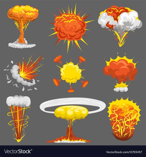 Explosion boom effect set Royalty Free Vector Image