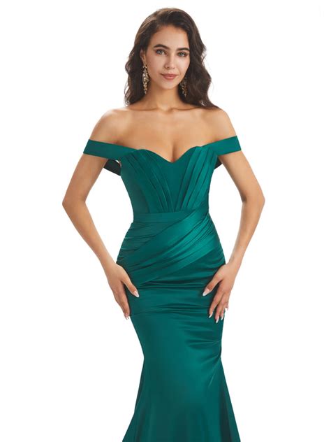 Sexy Soft Satin Off Shoulder Floor Length Mermaid With Chapel Train