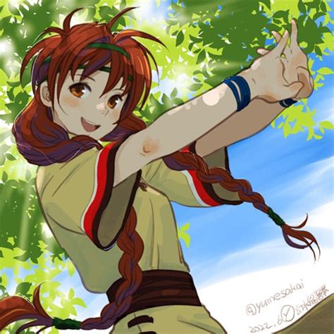 Safebooru 1girl Braid Breasts Brown Eyes Dress Gensou Suikoden