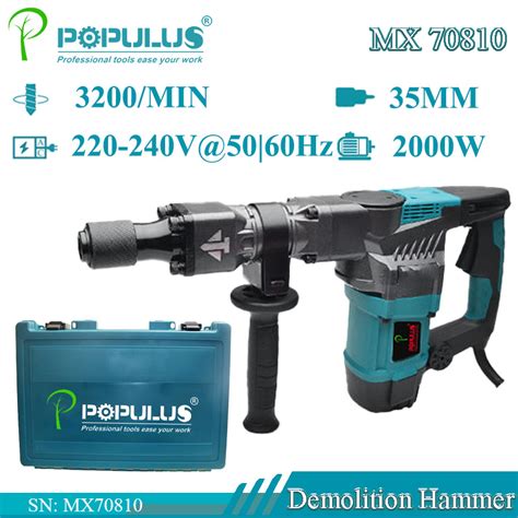 Populus New Arrival Industrial Quality Ph65 Demolition Hammer Power Tools 2000w Industrial