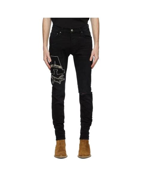 Amiri Black Varsity Patch Jeans For Men Lyst