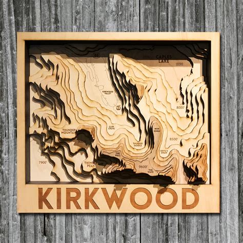 Kirkwood Mountain Ski Resort, CA 3D Wood Map