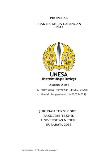 Pdf Proposal Magang Unesa Proposal Praktik Kerja Lapangan Pkl