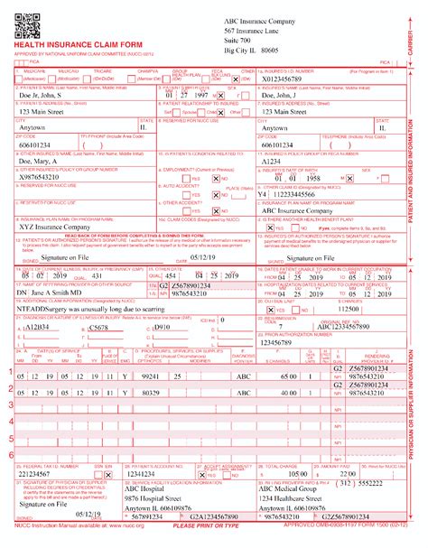 Printable Hcfa 1500 Form