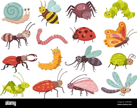 cartoon insects isolated insect children  wild bee bug