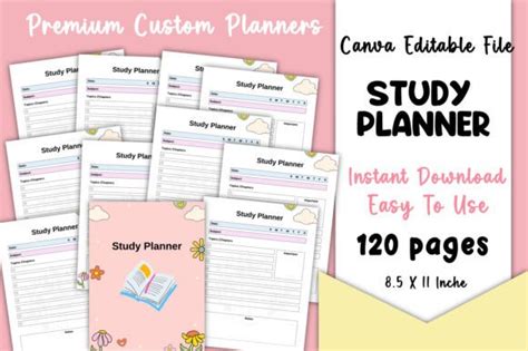 Editable Study Planner Canva Kdp Gr Fico Por Alora Creative Fabrica