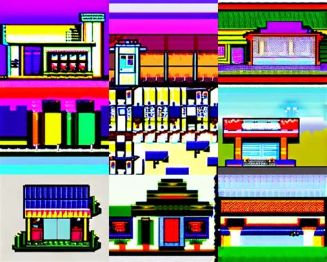 Krea Pixel Art Of A Rural Gas Station At Dusk Perfect Flat Shaded