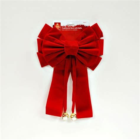 Home Accents Holiday Traditional Red Velvet Bow With Bell 3915CSLHD