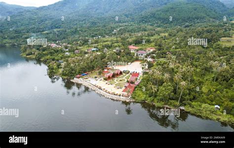 Aerial view of Danau Singkarak. Singkarak lake is one of the beautiful lake located in West ...