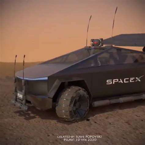 Tesla Cybertruck Fan Made Spacex Version Matte Black Mars Rover