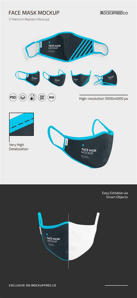 Face Mask Mockup Set Free PSD Templates