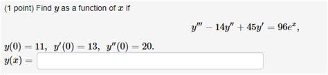 Solved 1 Point Find Y As A Function Of U If Y 14y