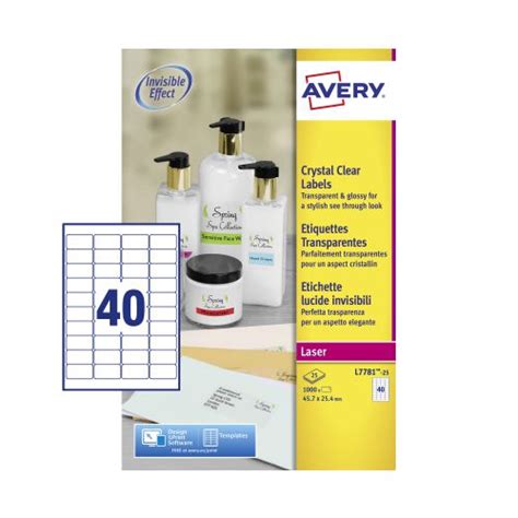 Avery Laser Label X Mm Per A Sheet Crystal Clear Pack