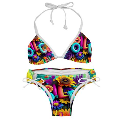 Halloween Font Swimsuit Bikini Set Detachable Sponge Adjustable Strap Two Pack Ideal For