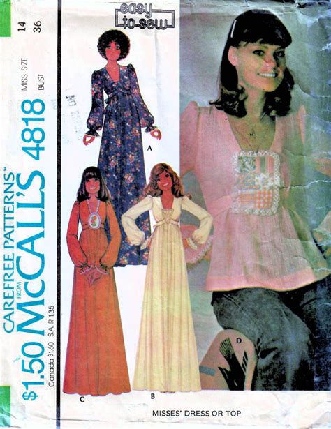 S Mccall S Vintage Sewing Pattern Misses Boho Etsy