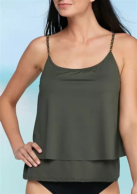 Michael Michael Kors Chain Solids Layered Tankini Swim Top Belk