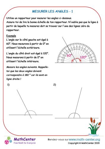 Mesurer Les Angles Fiches De Travail Math Center