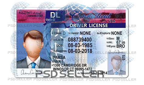 Fully Editable Connecticut Driver License Psd Template V2 Psd Seller