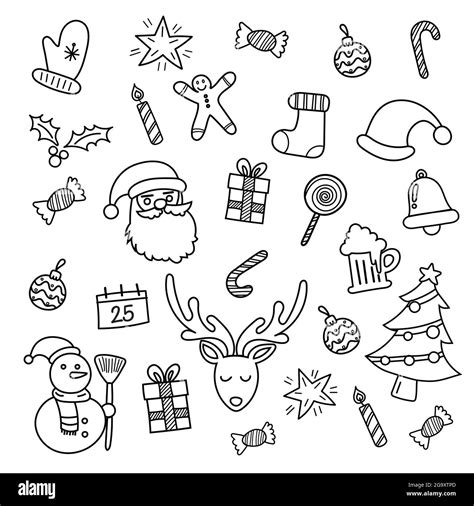 Christmas Doodles Hand Drawn Vector Illustration Stock Vector Image