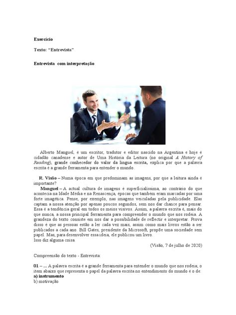 Entrevista Escrita Exemplo - ENTREVISTA | PDF | Escrita | Livros