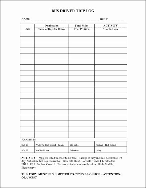 Trucking Trip Sheet Templates