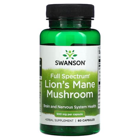 Swanson Full Spectrum Lion S Mane Mushroom 500 Mg 60 Capsules Wellness Pro