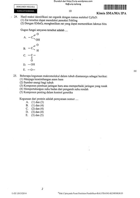 Soal Un Kimia Sma Pdf