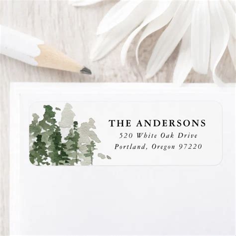 Rustic Pine Forest Return Address Label Zazzle