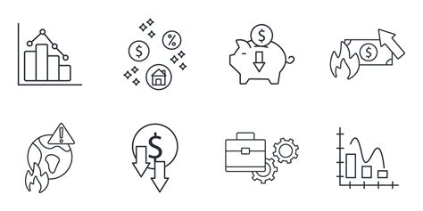 Economic Crisis Icons Set Color Economic Crisis Pack Symbol Vector