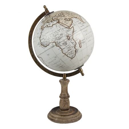 Globe X Cm Marron Blanc Bois Fer Globe Terrestre