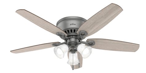 Hunter Builder Matte Silver Low Profile Ceiling Fan With Led Light