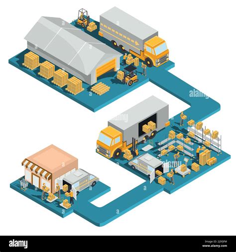 Vector 3d Isometric Logistic And Delivery Illustration Process Of