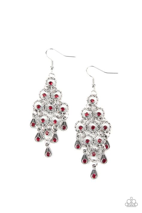 Paparazzi Earring Chandelier Cameo Red Paparazzi Jewelry Online