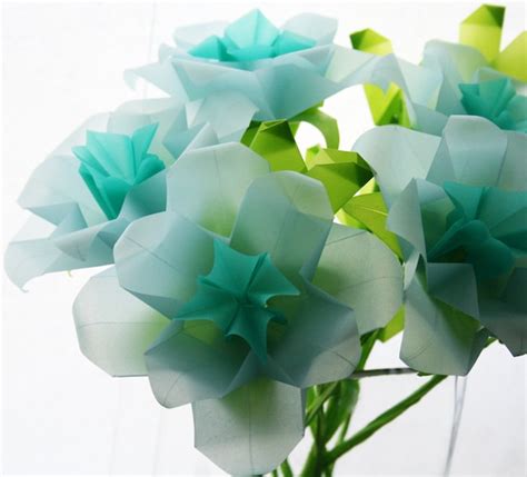 Items Similar To Paper Flowers Blue Roses Origami Bouquet Folded With Translucent Origami