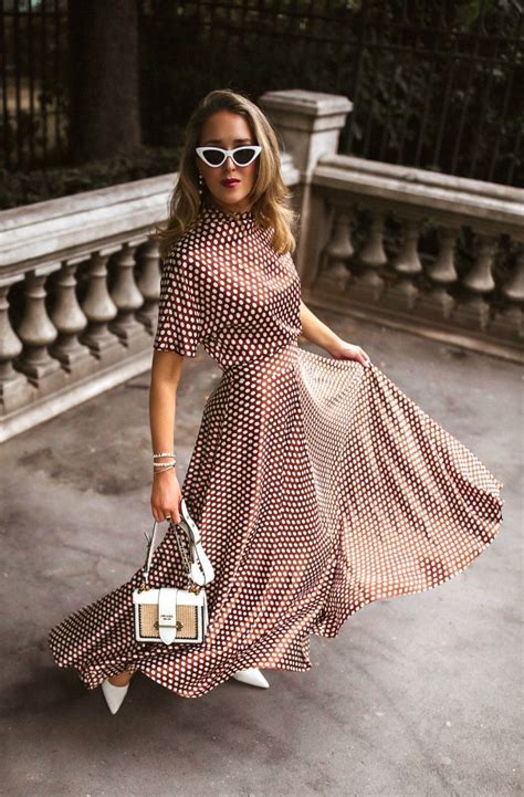 Pretty Woman Vibes The Brown Polka Dot Set Silk Polka Dot Maxi Skirt With Coordinating Polka