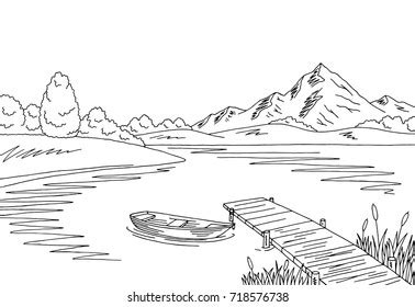 Lake Clipart Black And White