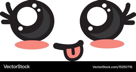 Cute kawaii beautiful face smile and happy Vector Image