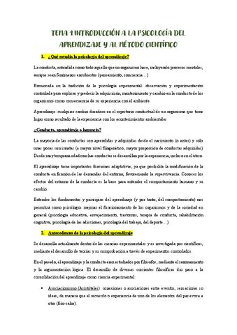 Apuntes Psicologia Del Aprendizaje Hasta Tema Pdf