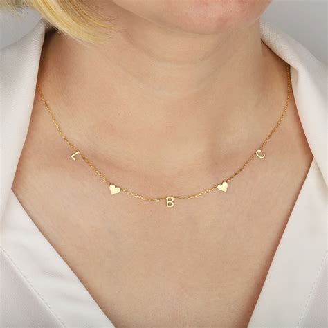 Gold Custom Letter Necklace Silver Initial Necklace Etsy