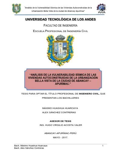 An Lisis De La Vulnerabilidad S Smica De Las Viviendas Autoconstruidas