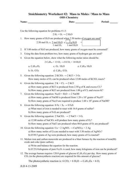 Grams To Moles Worksheet Pdf